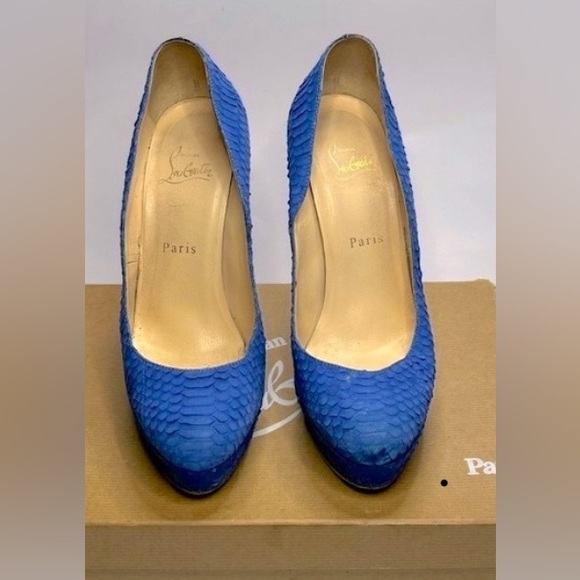 Christian Louboutin Blue Python Bianca Platform - Picture 1 of 4